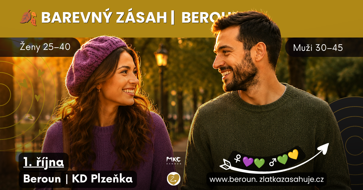 Barevný ZÁSAH v Berouně – seznamovací akce pro nezadané ženy a muže